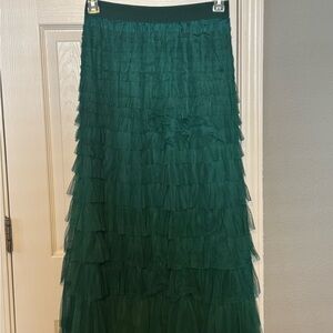 Elegant Green Layered Skirt